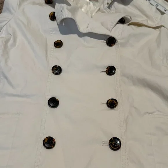 Banana Republic Classic Trench Coat Small Cream White Belted - Picture 7 of 14